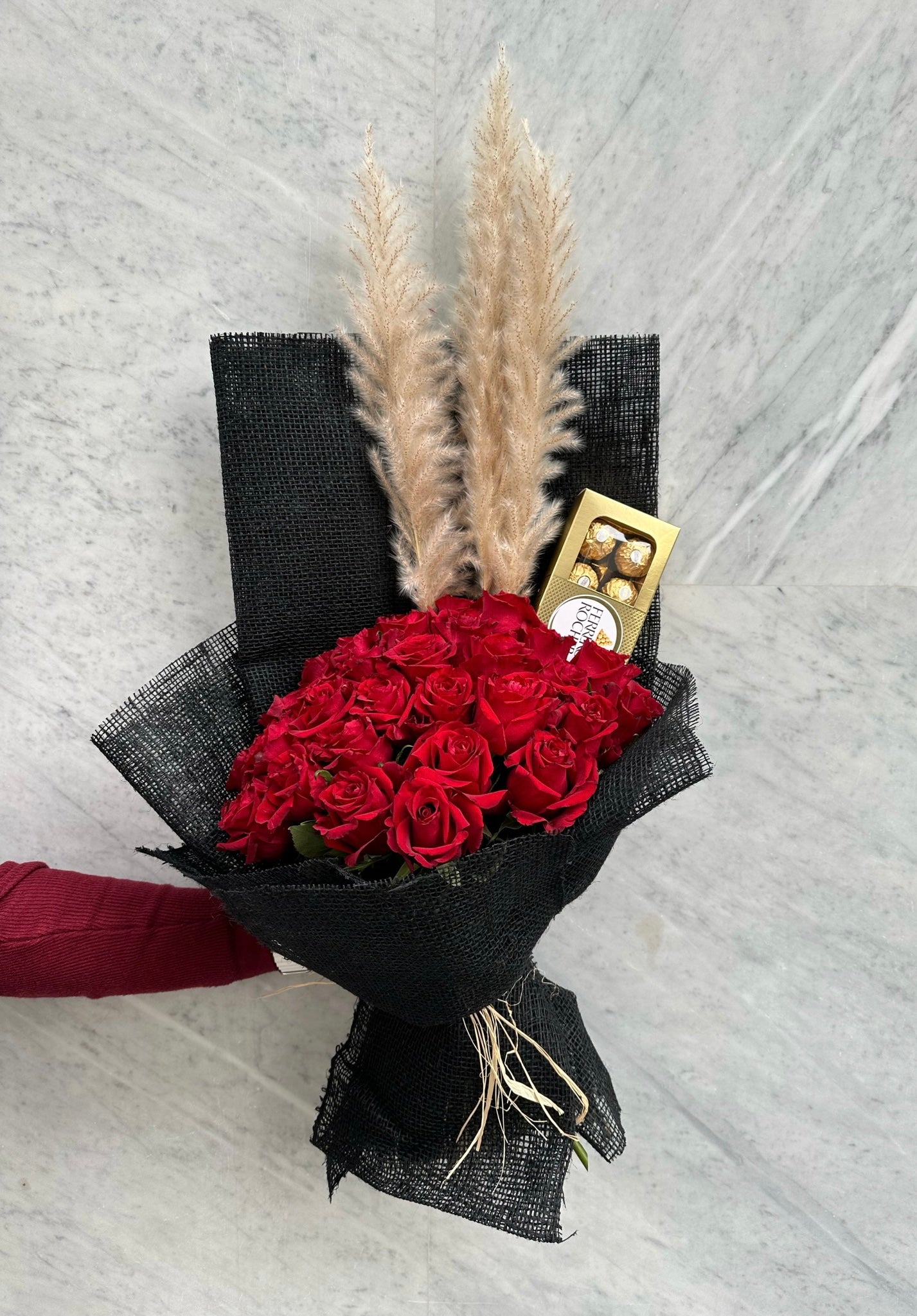 Roses with Pampas & Chocolate