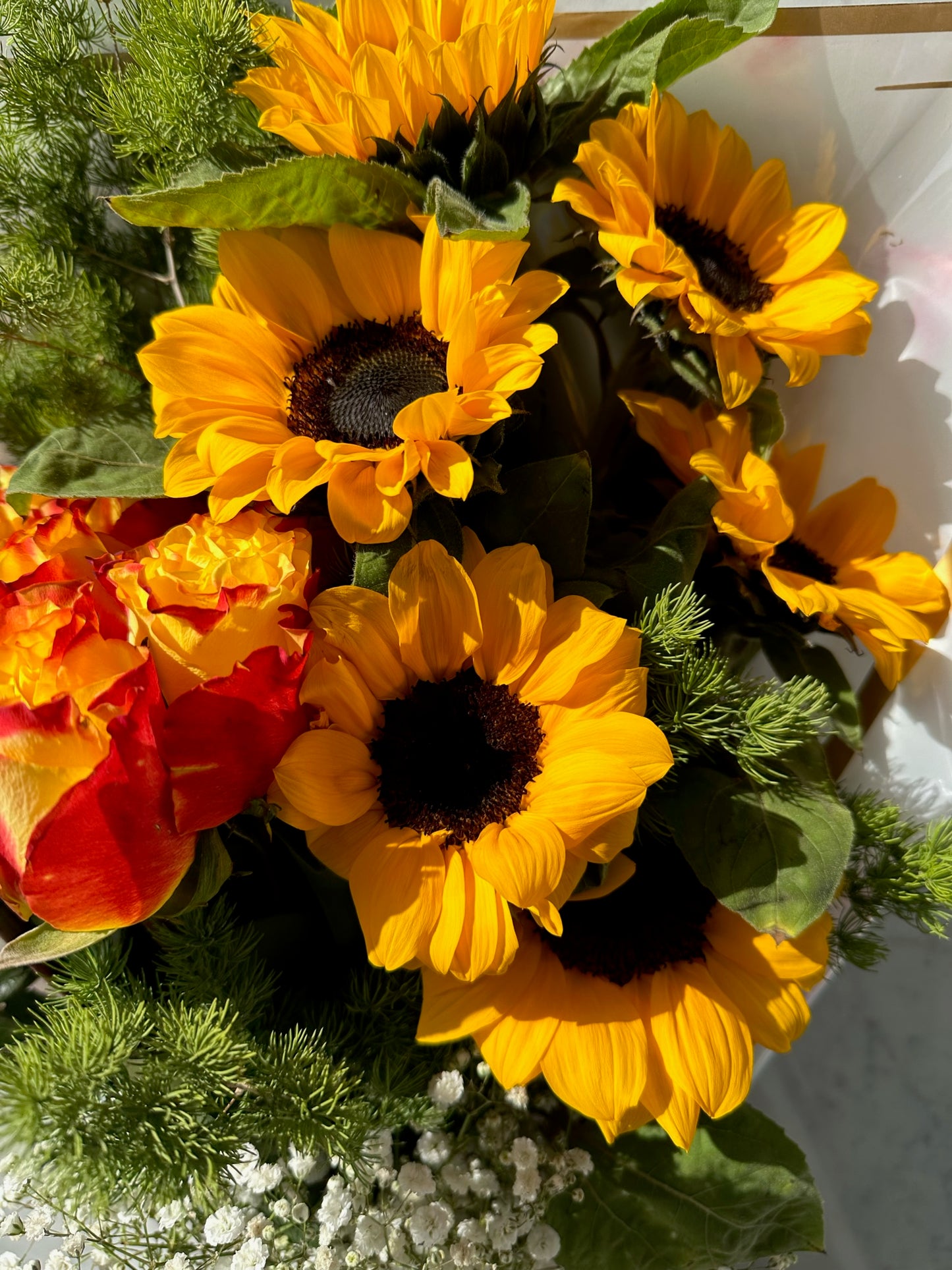 Sunflowers with Roses