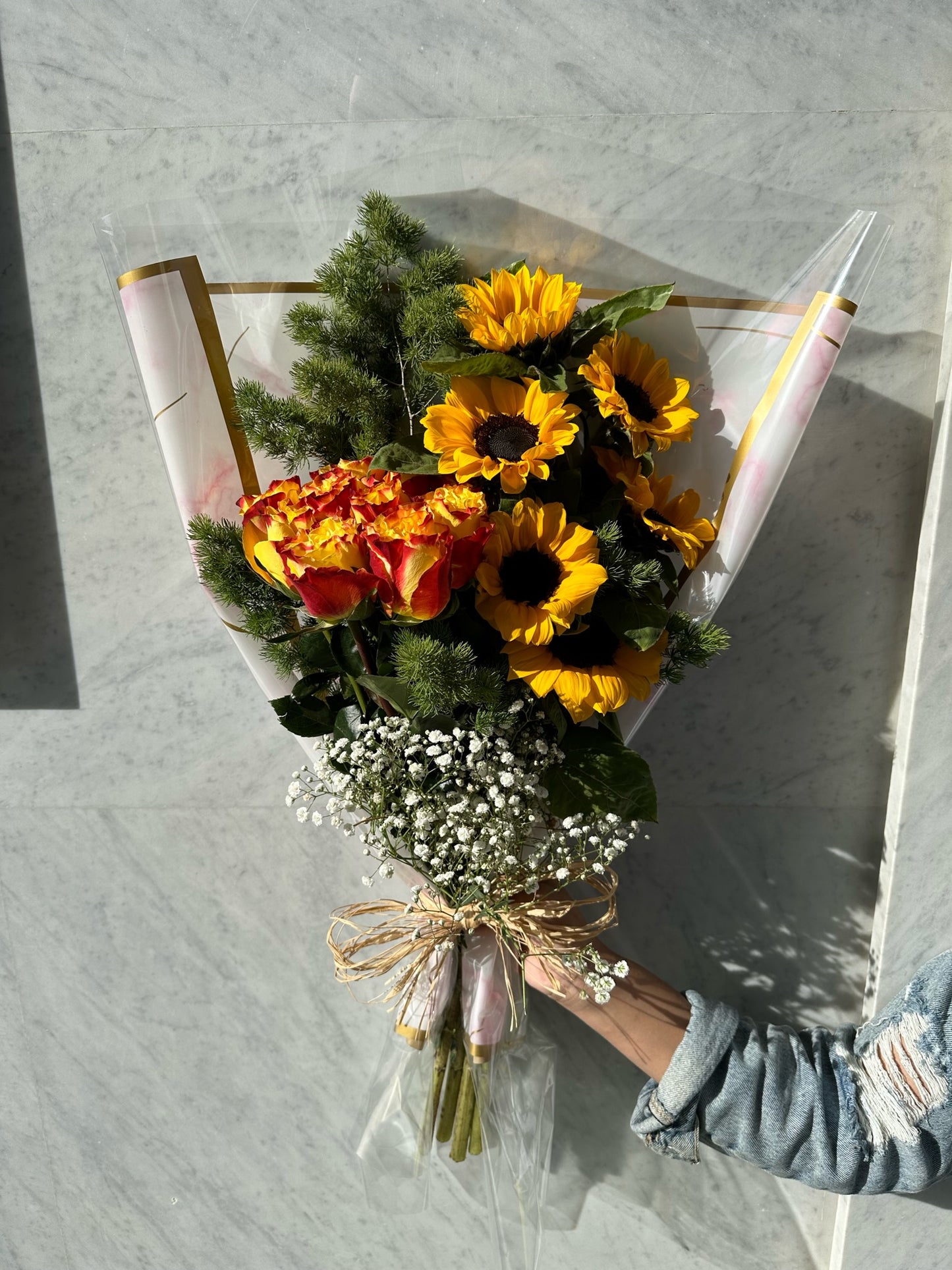 Sunflowers with Roses